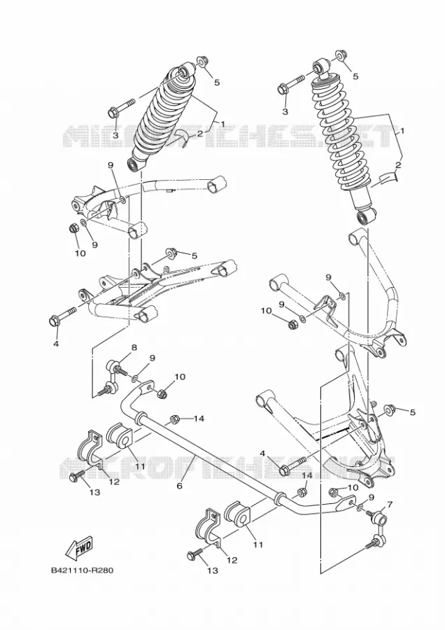 AMMORTISSEUR ARRIERE Yamaha SIDE BY SIDE 700 2021 VIKING  YXM700E/YX70MPM