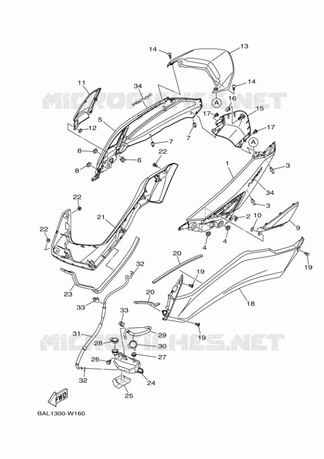 COUVERCLE LATERAL Yamaha SCOOTER 125 2021 NMAX  GPD125-A