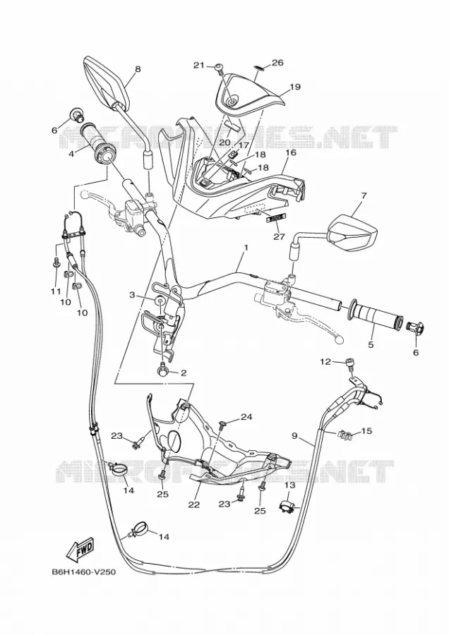 GUIDON ET CABLES Yamaha SCOOTER 125 2021 NMAX  GPD125-A