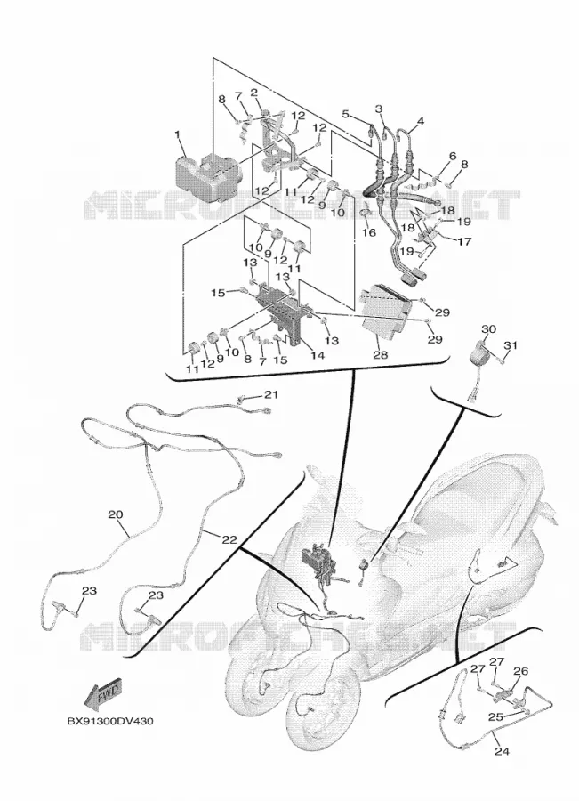 PARTIE ELECTRIQUE 3 Yamaha SCOOTER 300 2021 TRICITY  MWD300