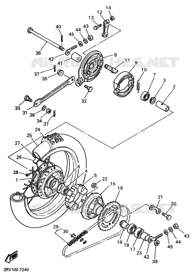 ROUE ARRIERE Yamaha MOTO 80 2000 PW  PW80