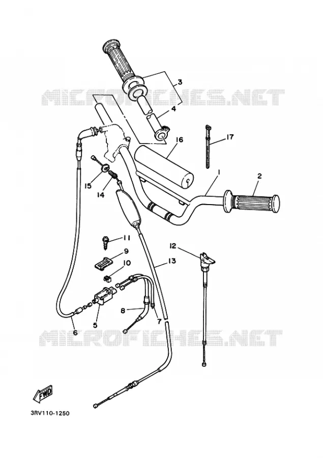 GUIDON ET CABLES Yamaha MOTO 80 2009 PW  PW80