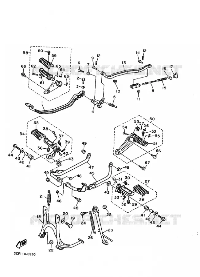 SUPPORT / REPOSE PIEDS Yamaha MOTO 1100 1994 VIRAGO  XV1100