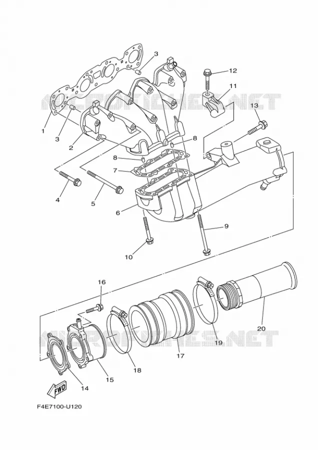 ECHAPPEMENT 1 Yamaha Waverunner 1800 2021 GP  GP1800B-W