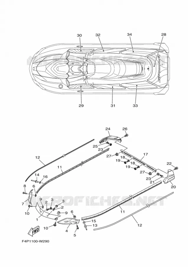 GUNWALE & MAT Yamaha Waverunner 1800 2021 GP  GP1800B-W