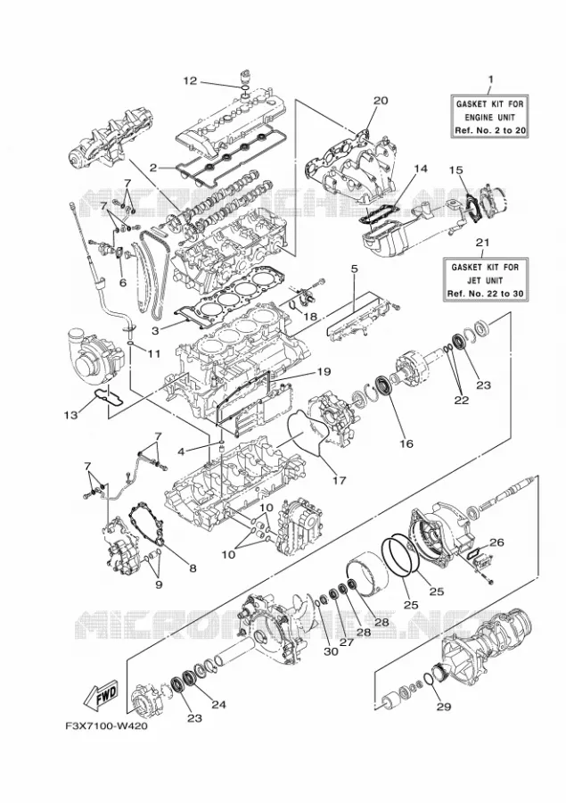 KIT DE REPARATION 1 Yamaha Waverunner 1800 2021 GP  GP1800A-W