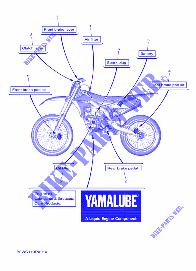 PIECES D'ENTRETIEN pour Yamaha YZ 250 F Monster Energy Yamaha Racing Edition de 2022