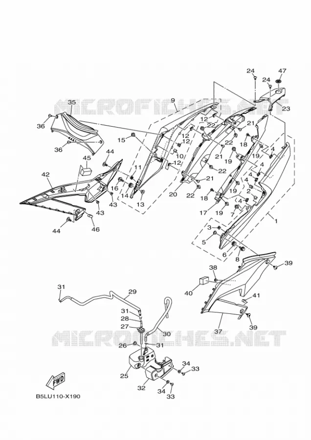COUVERCLE LATERAL Yamaha MOTO 250 2022 R25  YZF250-A