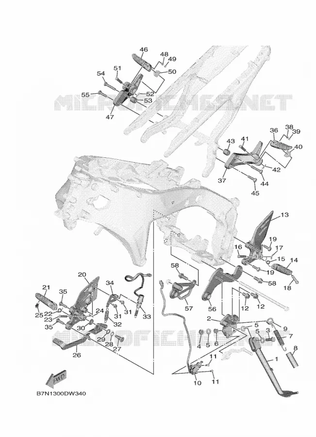 SUPPORT / REPOSE PIEDS Yamaha MOTO 900 2022 MT  MTN890