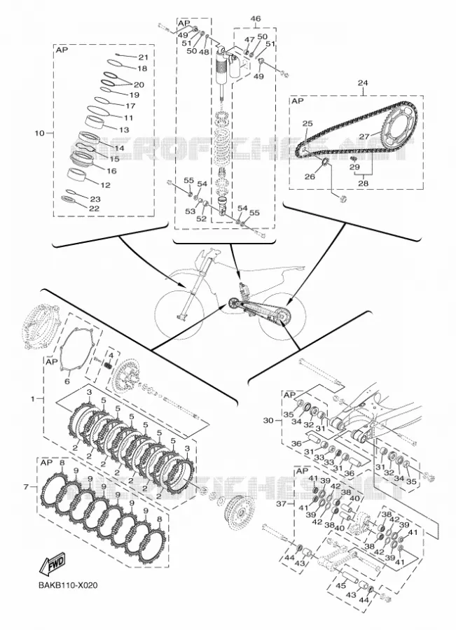 KIT PIECES D'ENTRETIEN Yamaha MOTO 250 2022 WRF  WR250F