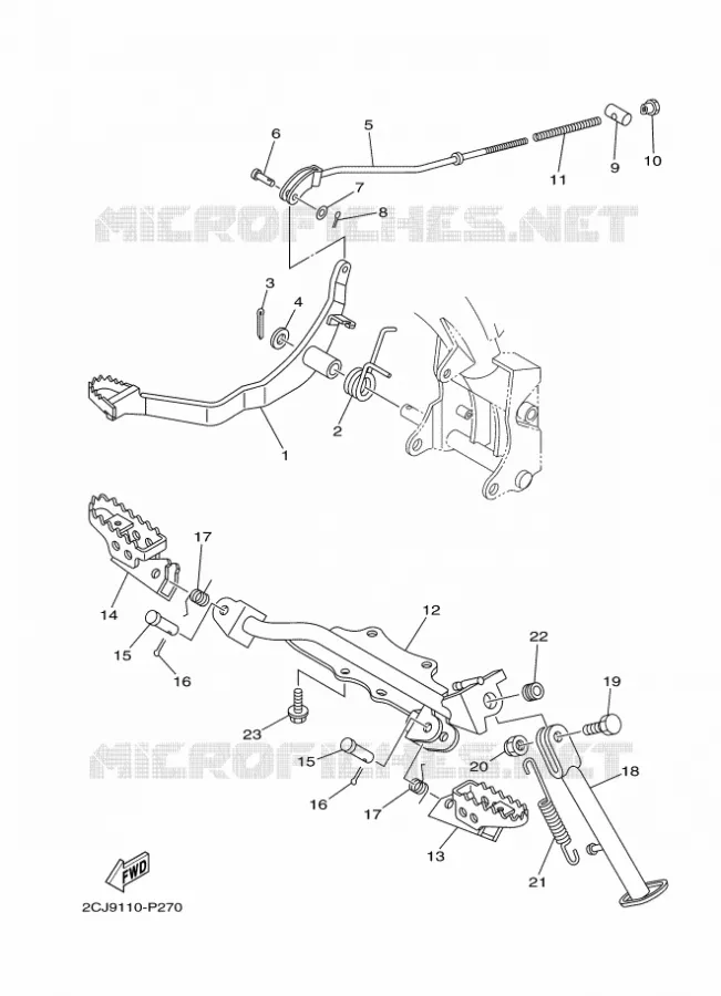 SUPPORT / REPOSE PIEDS Yamaha MOTO 50 2022 TTR  TT-R50E