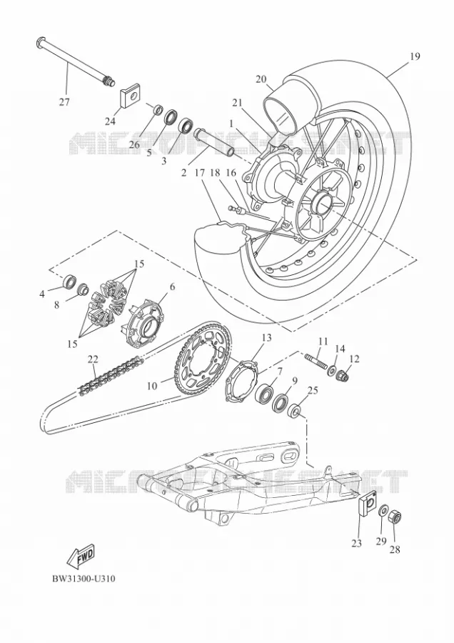 ROUE ARRIERE Yamaha MOTO 700 2022 TENERE  XTZ690D-B