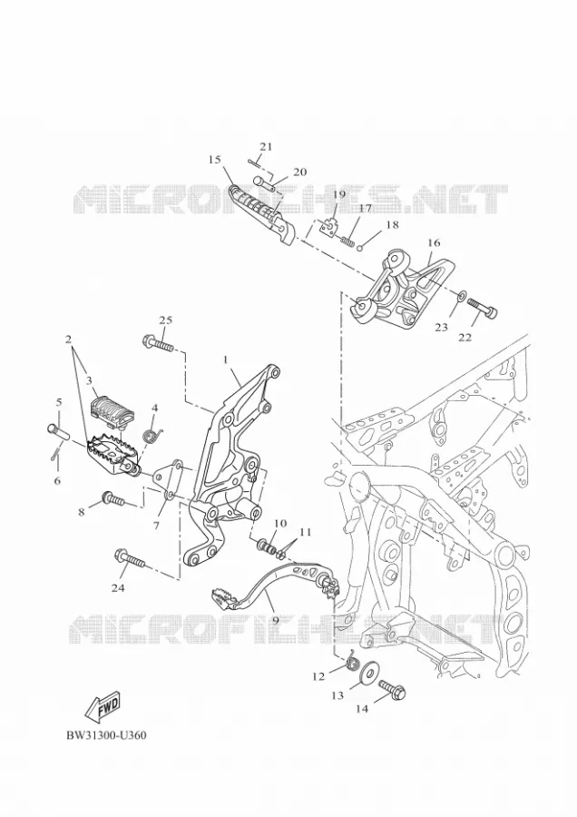 SUPPORT / REPOSE PIEDS 2 Yamaha MOTO 700 2022 TENERE  XTZ690D-B
