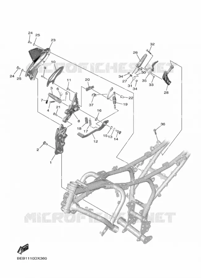 SUPPORT / REPOSE PIEDS 2 Yamaha MOTO 700 2022 R7  YZF690