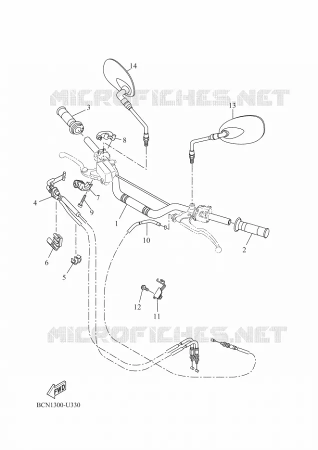 GUIDON ET CABLES Yamaha MOTO 700 2022 XSR  MTM690D-U
