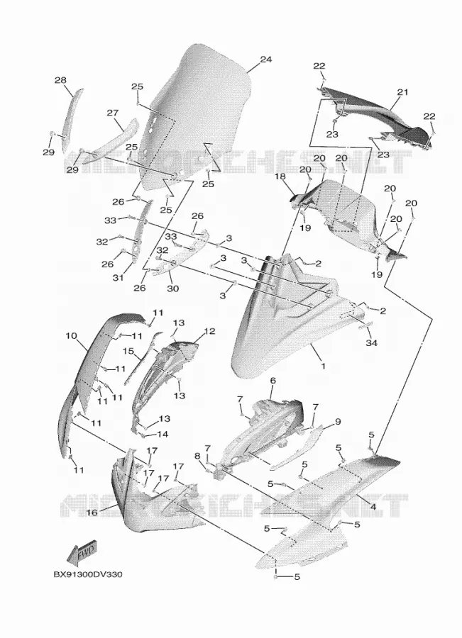 PARE BRISE Yamaha SCOOTER 300 2022 TRICITY  MWD300