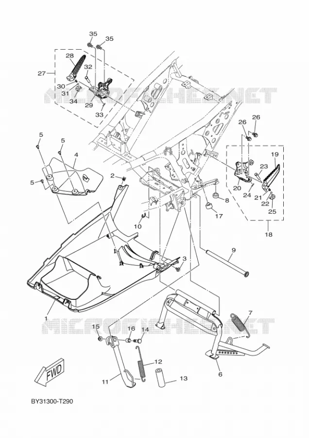 BEQUILLE / REPOSE PIEDS Yamaha SCOOTER 250 2022 XMAX  CZD250-A