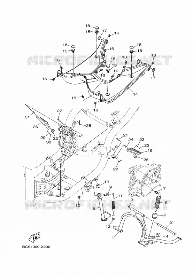 SUPPORT / REPOSE PIEDS Yamaha SCOOTER 155 2022 TRICITY  MWS155-A