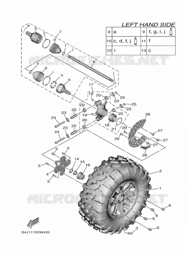 ROUE ARRIERE Yamaha SIDE BY SIDE 1000 2022 WOLVERINE  YXF1000EWS/YX10FRPSN/YXF1000EW