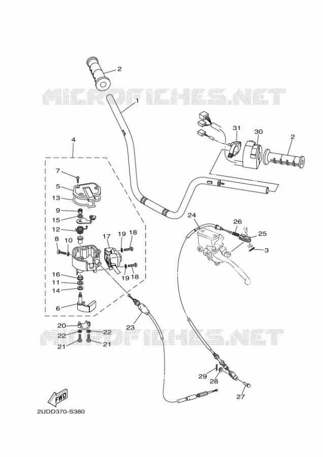 GUIDON ET CABLES Yamaha QUAD 700 2022 GRIZZLY  YFM700FWAD