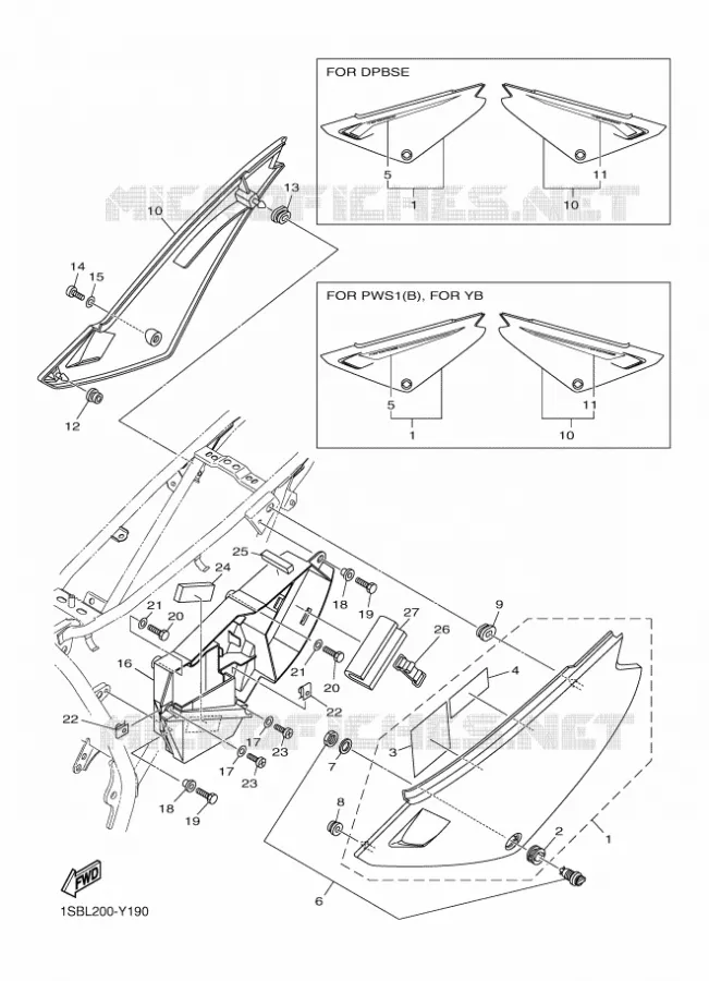 COUVERCLE LATERAL Yamaha MOTO 125 2023 XTZ  XTZ125E