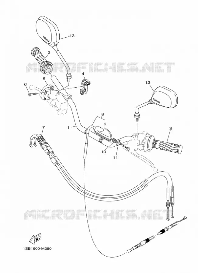 GUIDON ET CABLES Yamaha MOTO 125 2023 XTZ  XTZ125E