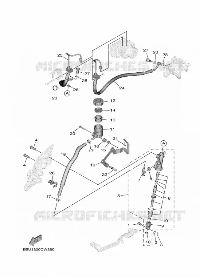 MAITRE CYLINDRE DE FREIN ARRIERE Yamaha MOTO 900 2023 TRACER  MTT890D