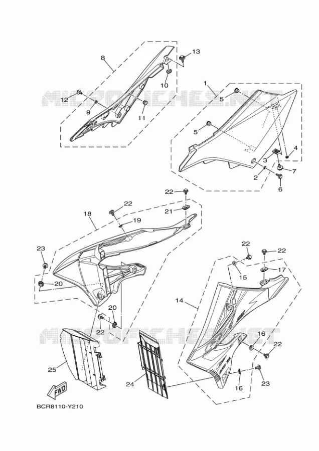 COUVERCLE LATERAL Yamaha MOTO 250 2023 YZ  YZ250