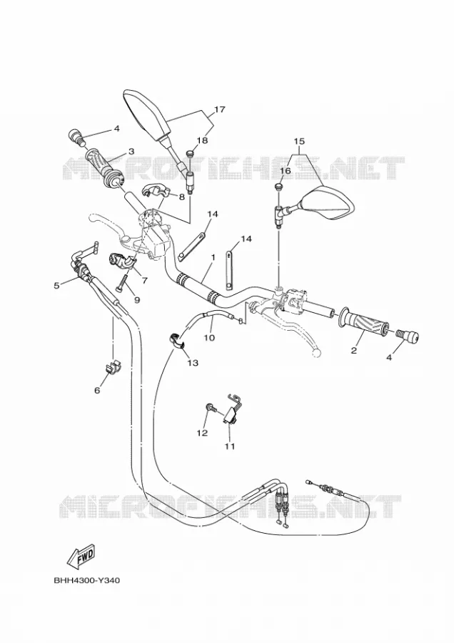 GUIDON ET CABLES Yamaha MOTO 700 2023 MT  MTN690-U