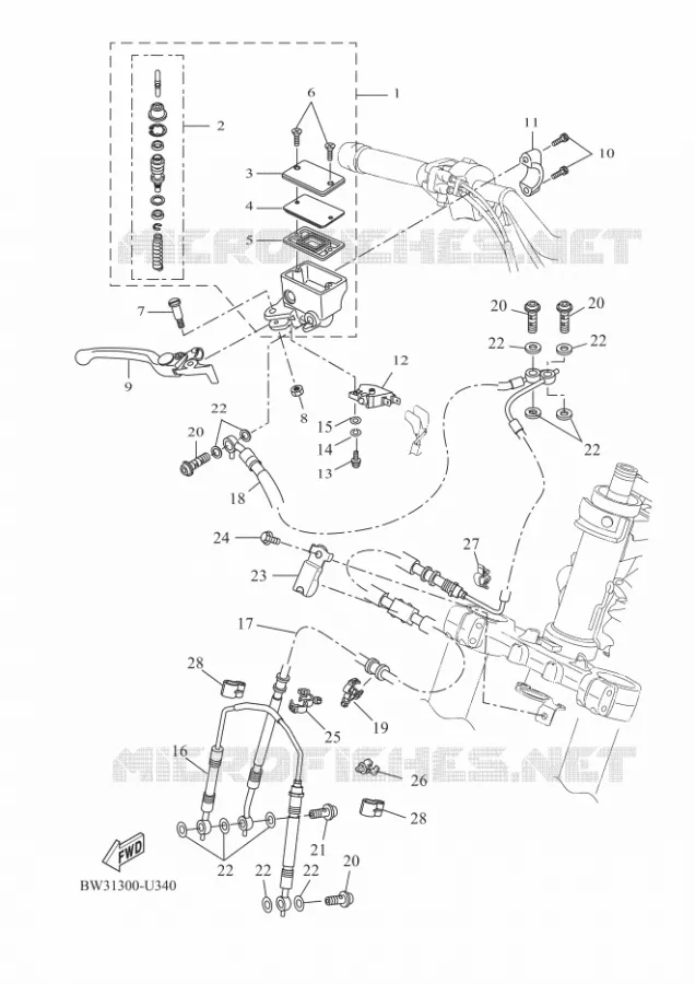MAITRE CYLINDRE DE FREIN AVANT Yamaha MOTO 700 2023 XTZ  XTZ690