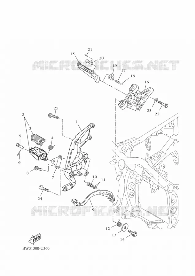 SUPPORT / REPOSE PIEDS 2 Yamaha MOTO 700 2023 XTZ  XTZ690