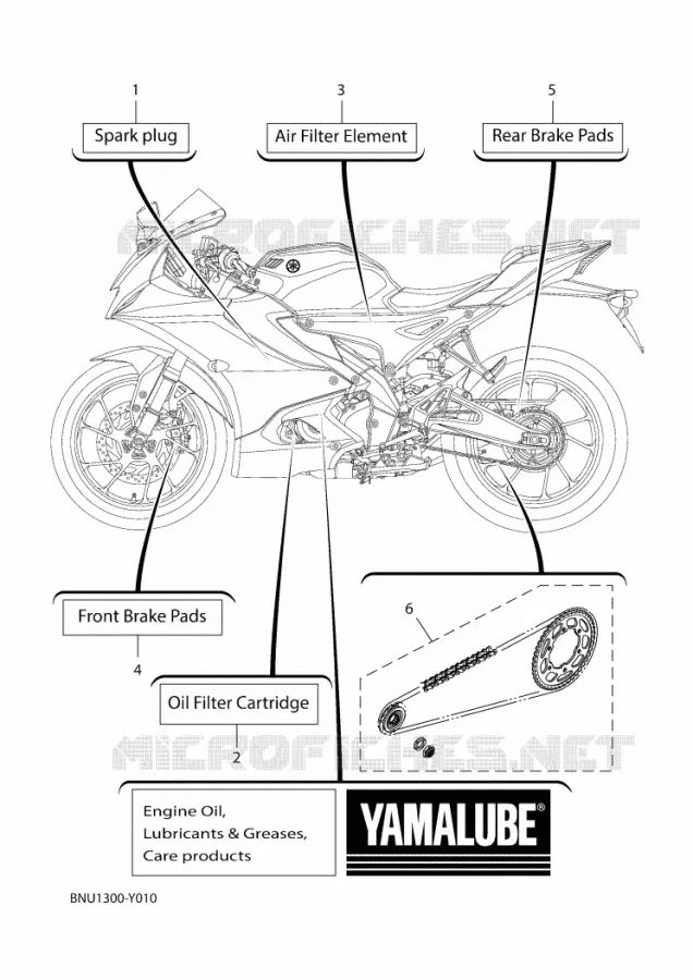 PIECES D'ENTRETIEN Yamaha MOTO 125 2023 R125  YZF125-A