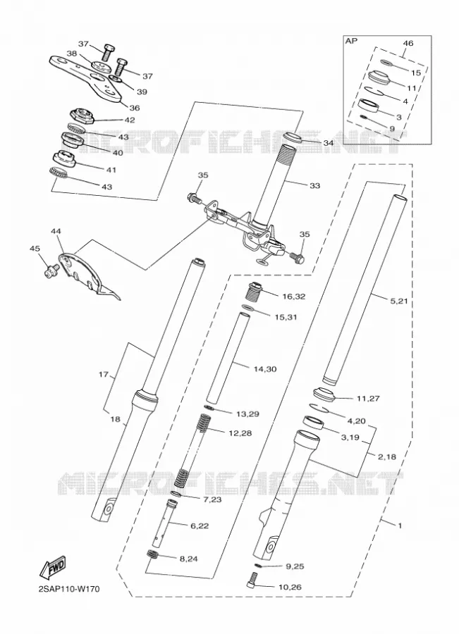 FOURCHE Yamaha MOTO 50 2023 PW  PW50