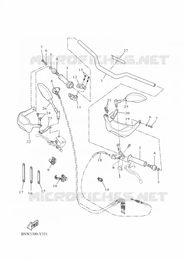 GUIDON ET CABLES Yamaha MOTO 700 2023 TENERE  XTZ690-U