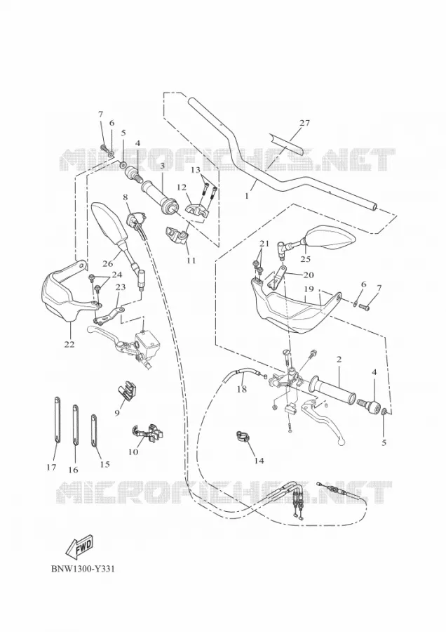 GUIDON ET CABLES Yamaha MOTO 700 2023 TENERE  XTZ690-B