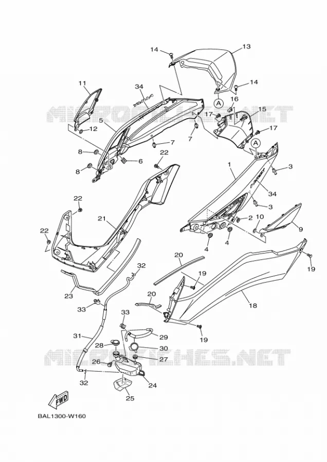 COUVERCLE LATERAL Yamaha SCOOTER 125 2023 NMAX  GPD125-A