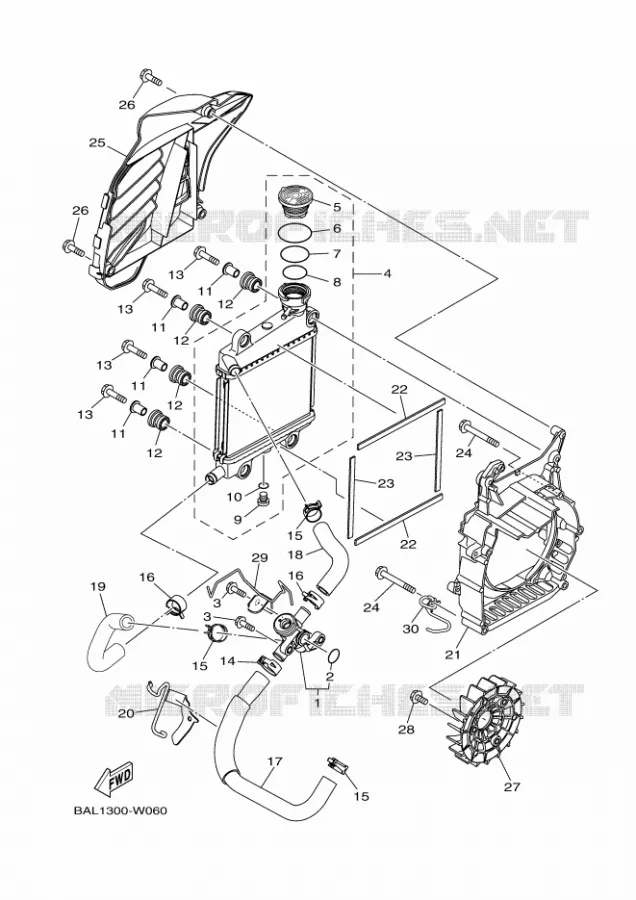 RADIATEUR / DURITES Yamaha SCOOTER 150 2023 NMAX  GPD155-A