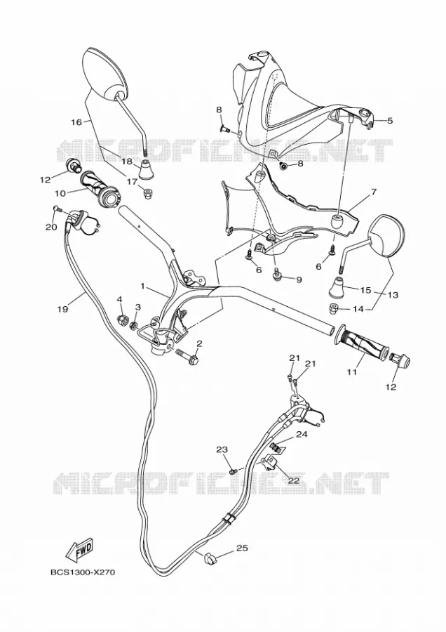 GUIDON ET CABLES Yamaha SCOOTER 125 2023 TRICITY  MWS125-C