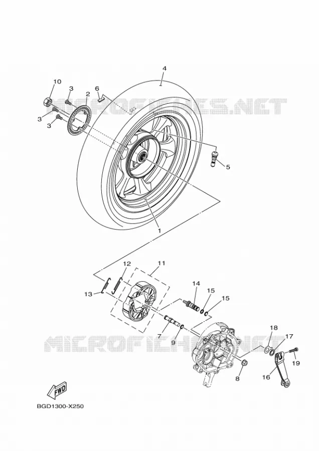 ROUE ARRIERE Yamaha SCOOTER 155 2023 TRICITY  MWS155-A