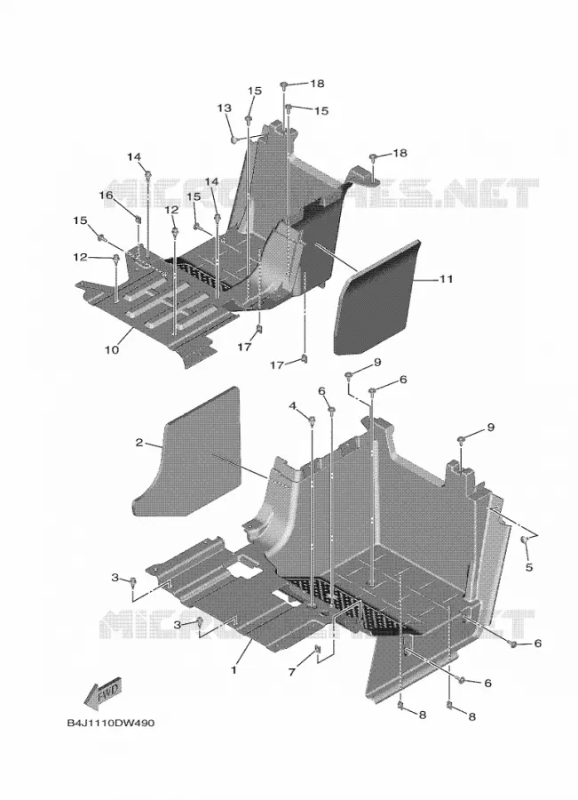 BEQUILLE / REPOSE PIEDS 2 Yamaha SIDE BY SIDE 1000 2023 WOLVERINE  YXF1000EW / YX10FRPAP