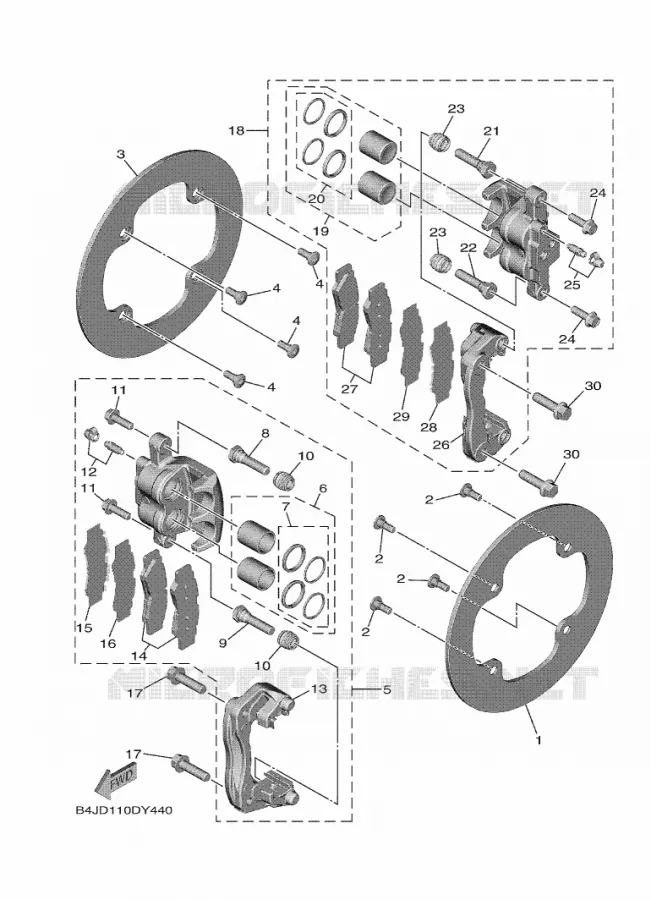 ETRIER DE FREIN AR Yamaha SIDE BY SIDE 1000 2023 WOLVERINE  YXF1000EW / YX10FRPAP