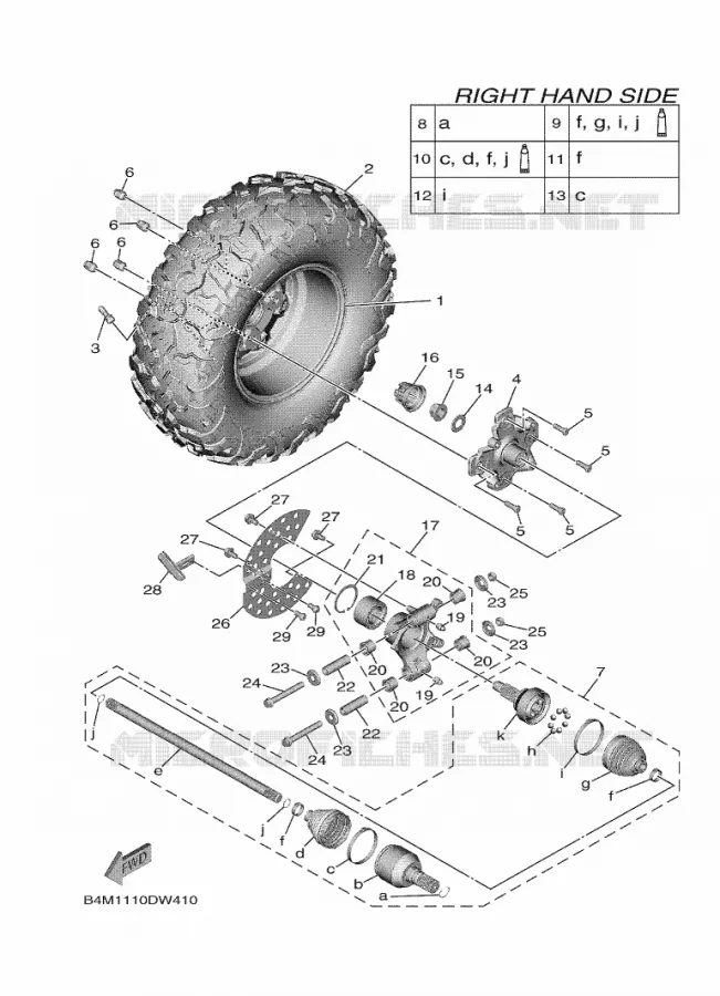 ROUE ARRIERE 2 Yamaha SIDE BY SIDE 1000 2023 WOLVERINE  YXE1000EWS / YX10ERPLP