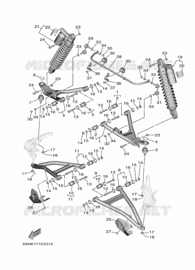SUSPENSION / ROUE AVANT Yamaha SIDE BY SIDE 850 2023 WOLVERINE  YXE850EN / YX85EPAP