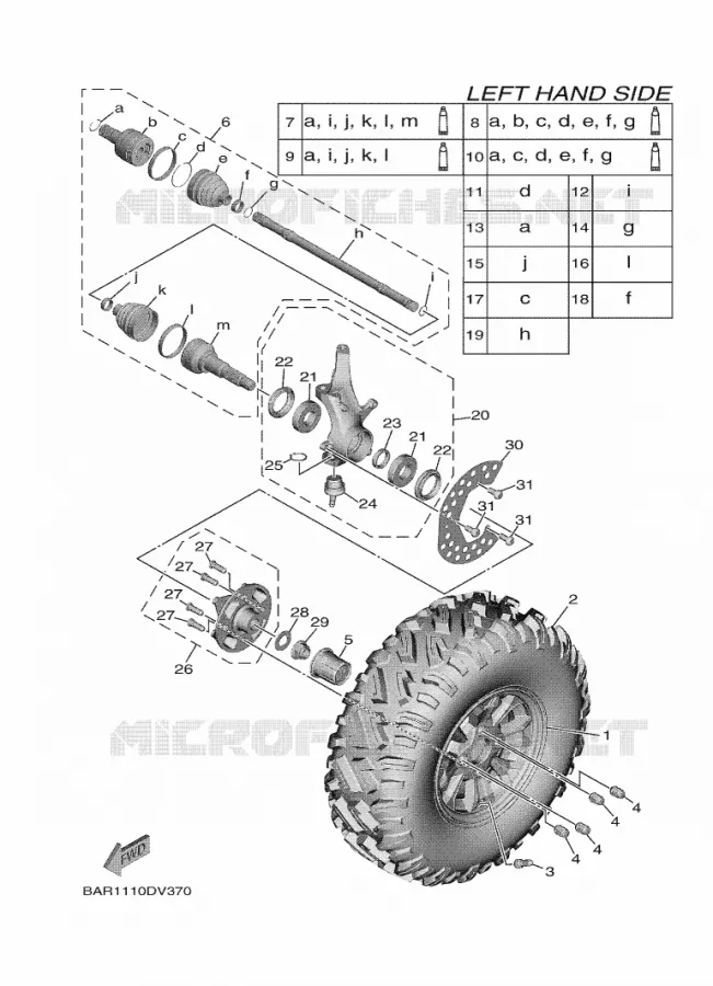 ROUE AVANT Yamaha SIDE BY SIDE 850 2023 WOLVERINE  YXF850E / YX85FPAP