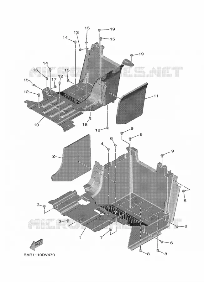 BEQUILLE / REPOSE PIEDS 2 Yamaha SIDE BY SIDE 850 2023 WOLVERINE  YXF850E / YX85FPAP