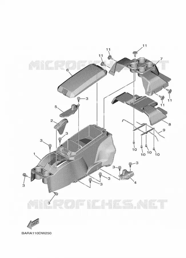 COUVERCLE LATERAL 3 Yamaha SIDE BY SIDE 850 2023 WOLVERINE  YXF850E / YX85FPAP