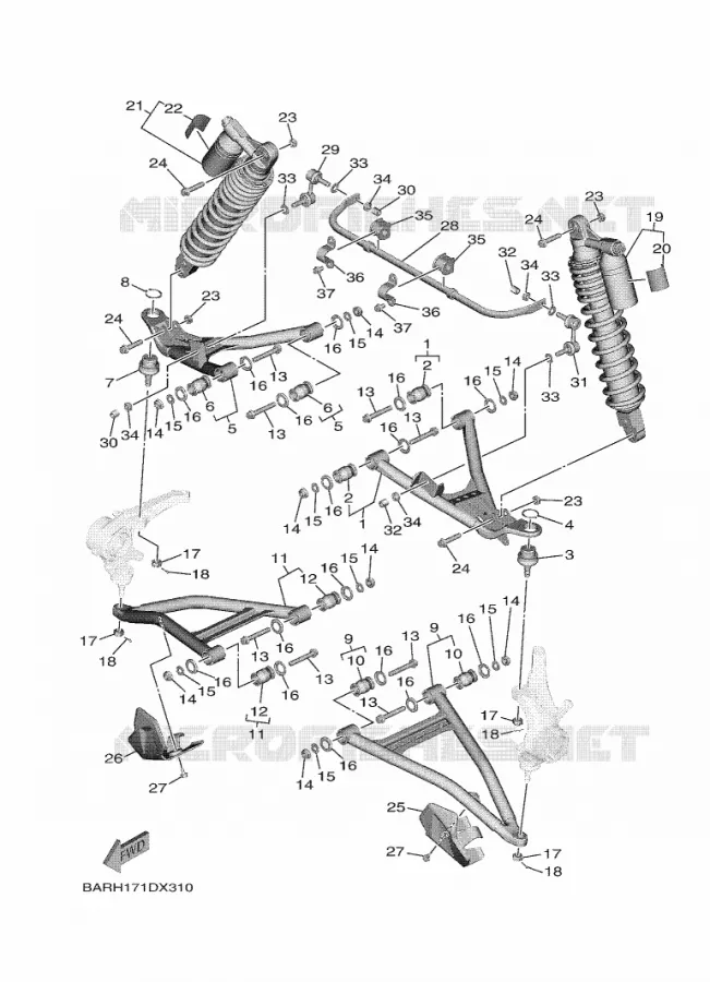 SUSPENSION / ROUE AVANT Yamaha SIDE BY SIDE 850 2023 WOLVERINE  YXF850E / YX85FPAP