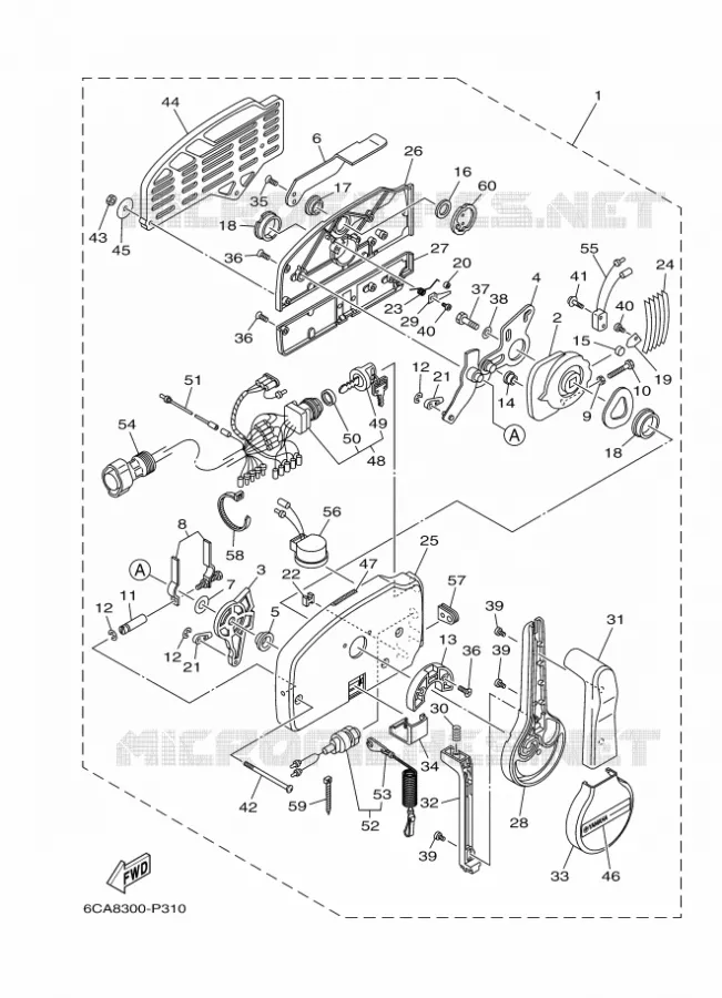 BOITIER DE COMMANDE A DISTANCE Yamaha OUTBOARD ENGINES 40hp (29.4kW) 2020 40V  40VEO