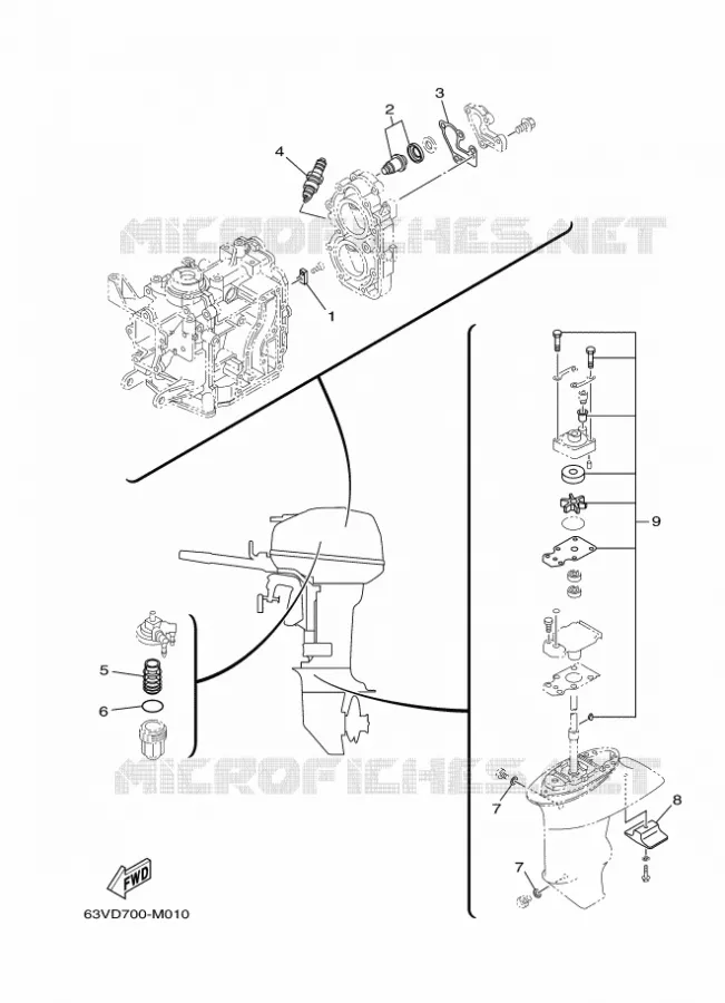 PIECES D'ENTRETIEN Yamaha OUTBOARD ENGINES 9.9hp (7.3kW) 2020 9.9F  9.9FMH