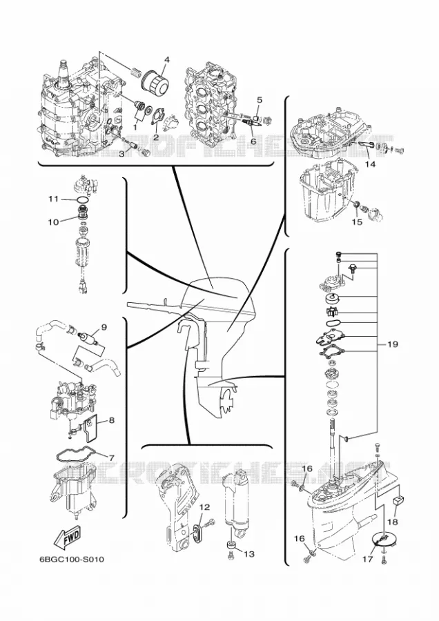 PIECES D'ENTRETIEN Yamaha OUTBOARD ENGINES 40hp (29.4kW) 2020 F40  F40FET